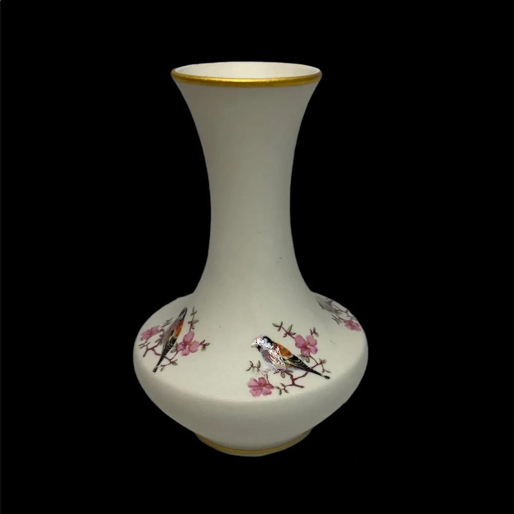 IBIS Aveiro Miniature Ceramic Vase Bird Floral Pattern Made in Portugal EUC.